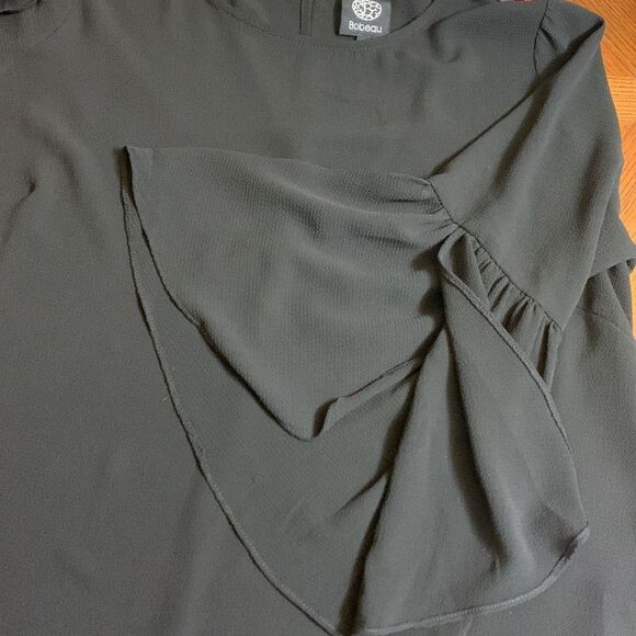 BOBEAU Blouse pullover keyhole back closure 3/4 sleeves with ruching women’s S - Picture 5 of 12